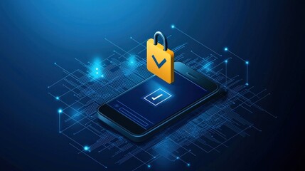 Wall Mural - smartphone displaying a secure voting app with a verification checkmark