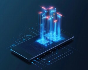 Wall Mural - smartphone projecting holographic identity verification