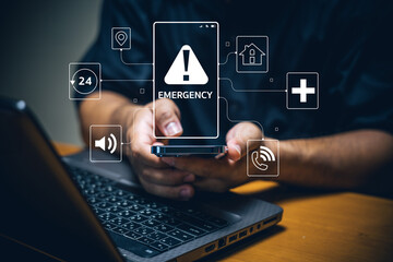 emergency notification system digital communication mobile technology home office close-up safety aw