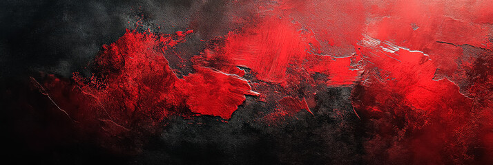 Wall Mural - red and black abstract painting with a lot of red splatters. the painting is very colorful and has a