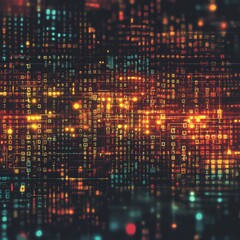 Poster - Abstract Digital Matrix: Glowing Data Stream and Complex Grid of Information