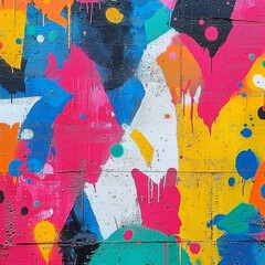 Aufkleber - Abstract Graffiti Art on a Textured Wall, Bold Colors and Dripping Paint Create a Dynamic and Vibrant Visual