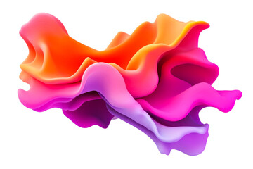 Canvas Print - abstract colorful waves composition, fluid shapes, black backdrop, cut out transparent