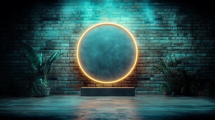 Poster - Glowing oval frame dark background product display