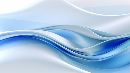 Fototapete - Abstract blue shapes on a white background, creating curves and waves, ideal for high-tech presentations.


