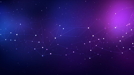 Leinwandbilder - Abstract purple background with glowing dots and lines, perfect for scientific, high-tech, and space presentations.

