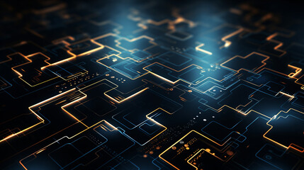 Leinwandbilder -  Abstract technology dark background with circuit board design, perfect for web technology banners and presentations.