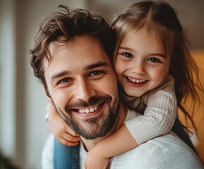 child daughter kid girl family happy father playing having fun together girl cheerful smiling home h