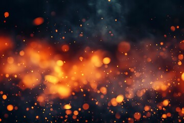 Wall Mural - Abstract Sparkle Fire with Defocused Bokeh Lights and Smoky Dark Background