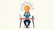 © suchaya - A creative individual generating innovative ideas symbolized by a light bulb above their head at a desk.