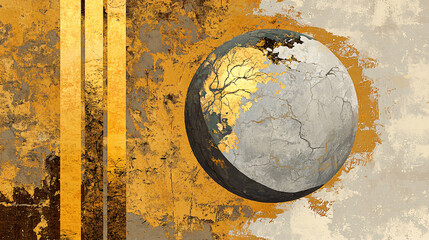 Wall Mural - a textured yellow and gray wall creating an abstract artistic background that evokes emotion and tho