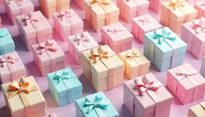 Canvas Print - subtle pastel gift boxes, repeating geometric pattern, abstract, clean
