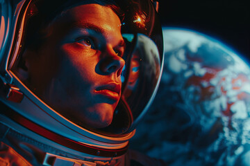 Wall Mural - space tourist exploring new planet landscape generative ai picture