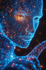 Wall Mural - futuristic digital representation of a person in a dynamic holographic style