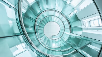 Poster - A spiral staircase made entirely of glass, twisting into infinity