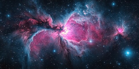 Wall Mural - Colorful cosmic nebula showcasing vibrant gas clouds and distant stars in the depths of outer space