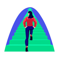 Wall Mural - a flat style illustration showing self growth