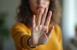 © Vadym - Close-up young woman palm hand making stop gesture. Say no concept against domestic violence abortion bullying at school. Protest, human rights, stop sign.