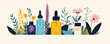 © peppastocker - Colorful botanical dropper bottles with flowers and leaves - flat design vector