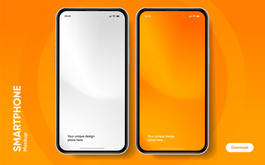 Leinwandbilder - Realistic smartphone mockup. Mobile phone vector with isolated on white background. Device front view. 3D mobile phone with shadow. Realistic, high quality smart phone mockup for ui ux presentation.