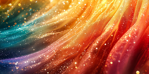 Wall Mural - colorful, glittery, and shiny image of a rainbow. the image is full of sparkles and has a vibrant, l