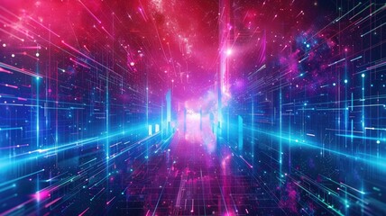 Abstract of digital shape or line and technological cyber style particle design connect in surreal electronic shape designing. High tech scenery express seamless pattern perfect for wallpaper. AIG53.