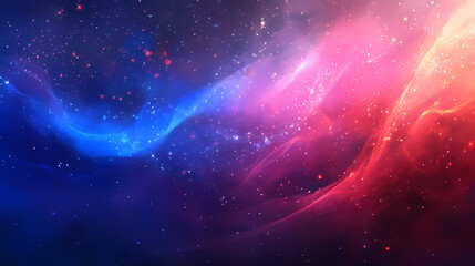 Wall Mural - Vibrant aetherial mist dances with azure and crimson lights, blue red hues, colorful cosmos, purple galaxy. Sapphire Mist. Illustration