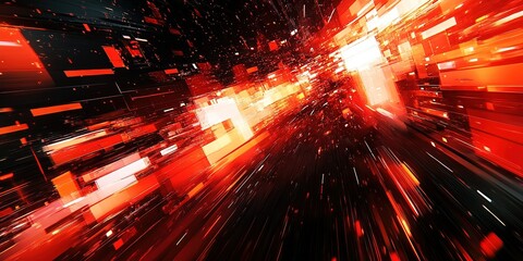 Wall Mural - vibrant digital abstraction showcasing dynamic movement and energy in red and black tones