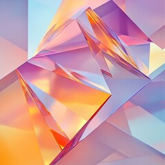 Poster - Abstract Geometric Composition of Transparent Forms with Iridescent Color Play