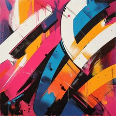 Aufkleber - Vibrant Abstraction: An Energetic Composition of Bold Colors and Dynamic Shapes in Modern Artistic Expression