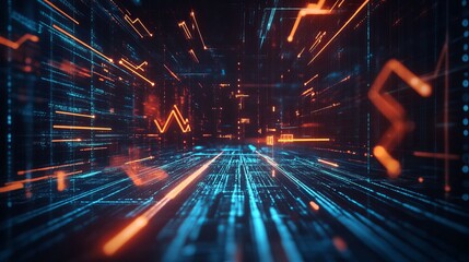 Abstract futuristic technology background with digital data stream and network connection concept