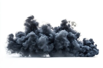 Poster - Dark smoke billows upward against a white backdrop, creating a dramatic and intense visual effect suitable for various uses in design and media