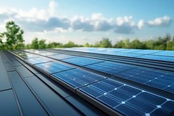 Wall Mural - aerial view of a modern warehouse with solar panels surrounded by lush green landscape