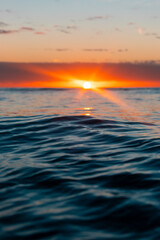 Wall Mural - beautiful sunrise on the ocean horizon.