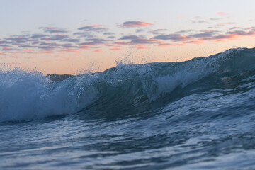 Canvas Print - Morning wave on the beach in the morning.