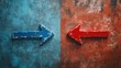 © Anny - Contrasting Arrows on Textured Background Showing Opposite Directions in Blue and Red Vintage Style