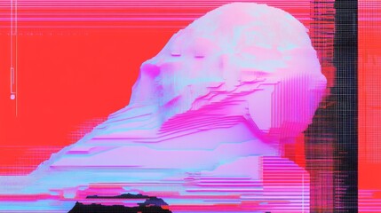Pixelated human head in profile with glitch art aesthetics