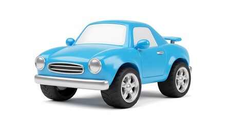 Naklejka na meble Cartoon Blue Toy Car Isolated on White Background with Fun Design