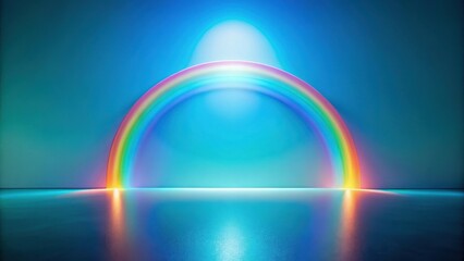 Wall Mural - luminous rainbow archway over a serene reflective surface, ideal for dreamy, magical, or abstract ba
