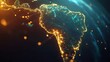 © KOOLAIDMAN100X - South America illuminated, a network of lights outlining the continent in a digital representation.
