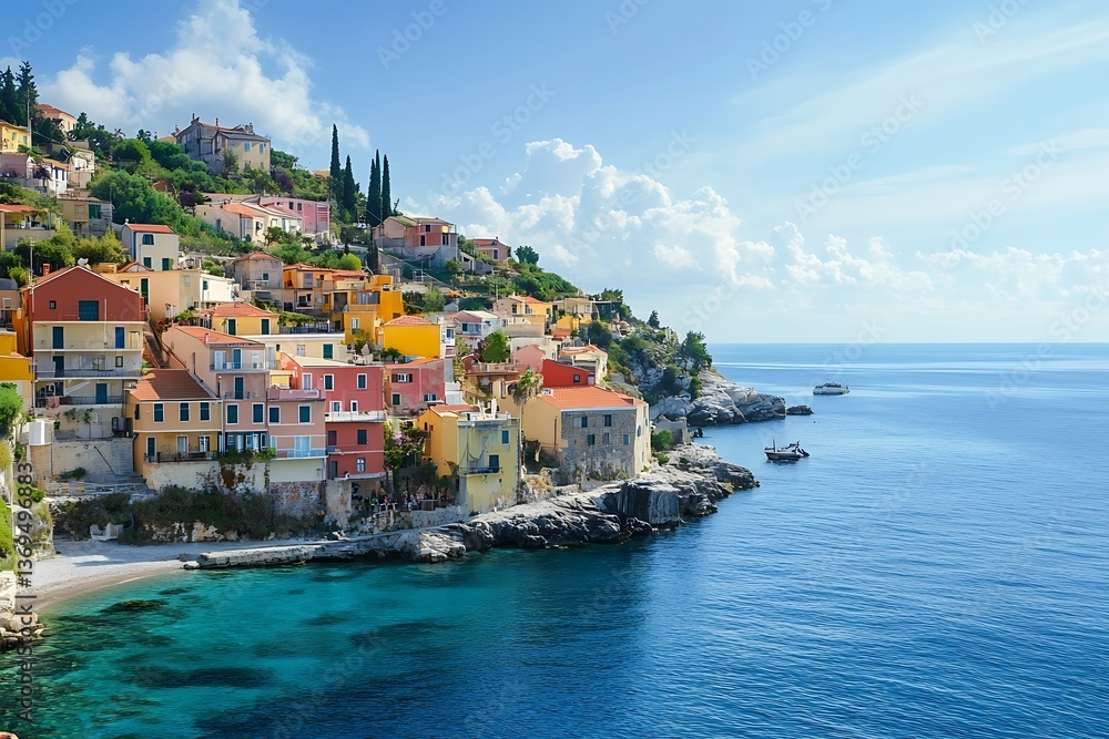 Visiting Assos Village Kefalonia Greece with Colorful Houses by the Sea ...