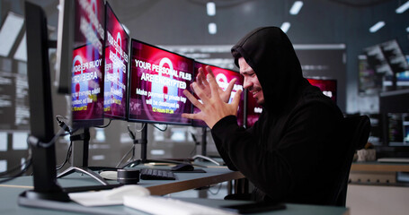 Aufkleber - Ransomware Cyber Attack On Hacker Computer