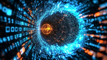 Wall Mural - a captivating depiction of a futuristic digital eye symbolizing advanced data networks.