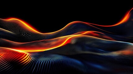 Wall Mural - Captivating abstract design featuring glowing lines and dots.