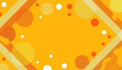 Aufkleber - abstract geometric frame with modern orange and yellow design, white border, diagonal stripes, and circular pattern elements

