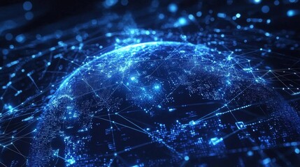 Wall Mural - an internet and technology-themed visual with a blue hue.