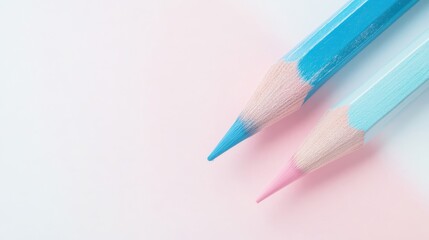 Poster - Soft blue and pink pencils create a tranquil atmosphere for artistic inspiration