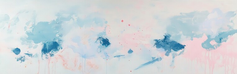 Aufkleber - Soft pastel blue and pink abstract art with jagged blotches and subtle textures across the canvas