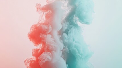 Poster - Pastel coral and mint pencil strokes mist create a dreamy and ethereal ambiance in soft hues and flowing shapes