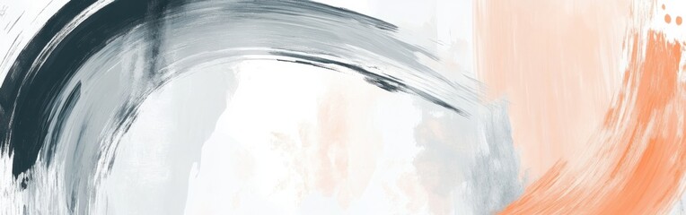Poster - Brushstrokes of peach and gray create a harmonious blend showcasing abstract artistry in curated space